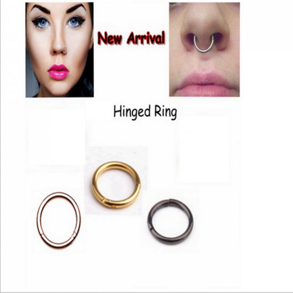 Stainless Steel Clicker Lip Nose Septum Hinged Ring 1.2x10mm 16G Silver