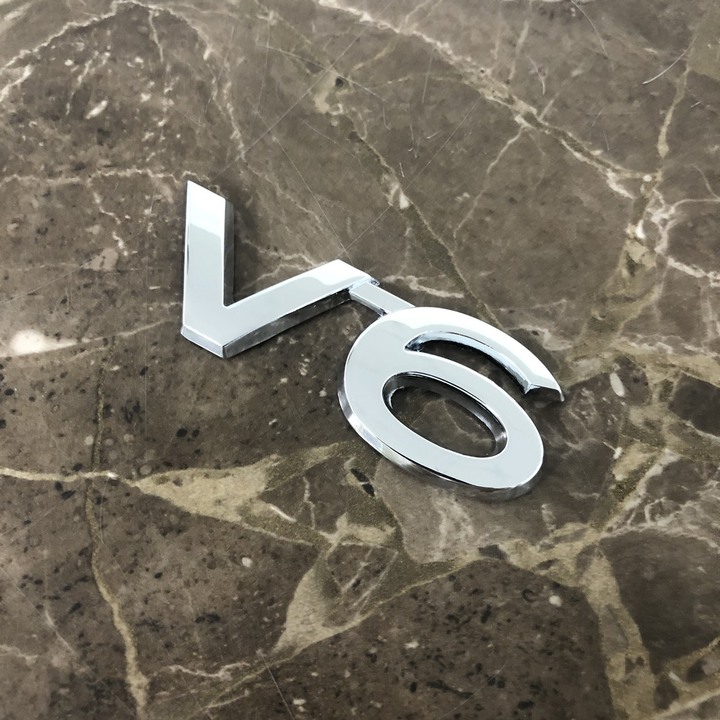 Decal tem chữ inox V6, VX, TX.L, VX.L dán đuôi xe ô tô