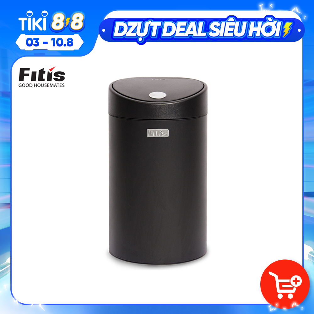 Thùng rác inox FITIS nhấn tròn nhỏ RTS1-903 - đen - 12L