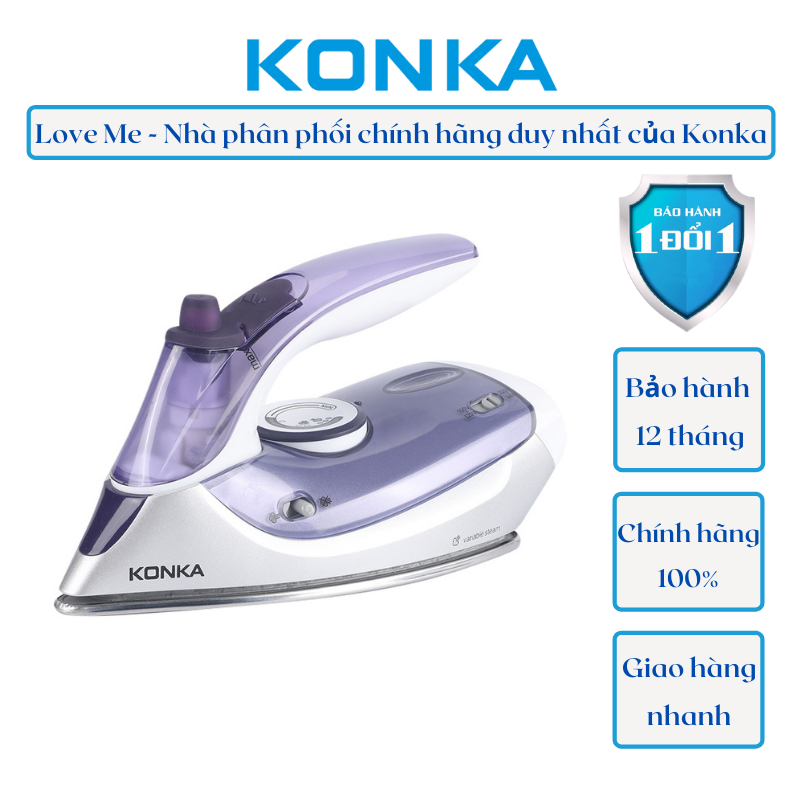 Bàn Ủi Hơi Nước Và Ủi Khô Đế Thép Không Gỉ Chống Dính 1100W KONKA KG-ES02 (WE)