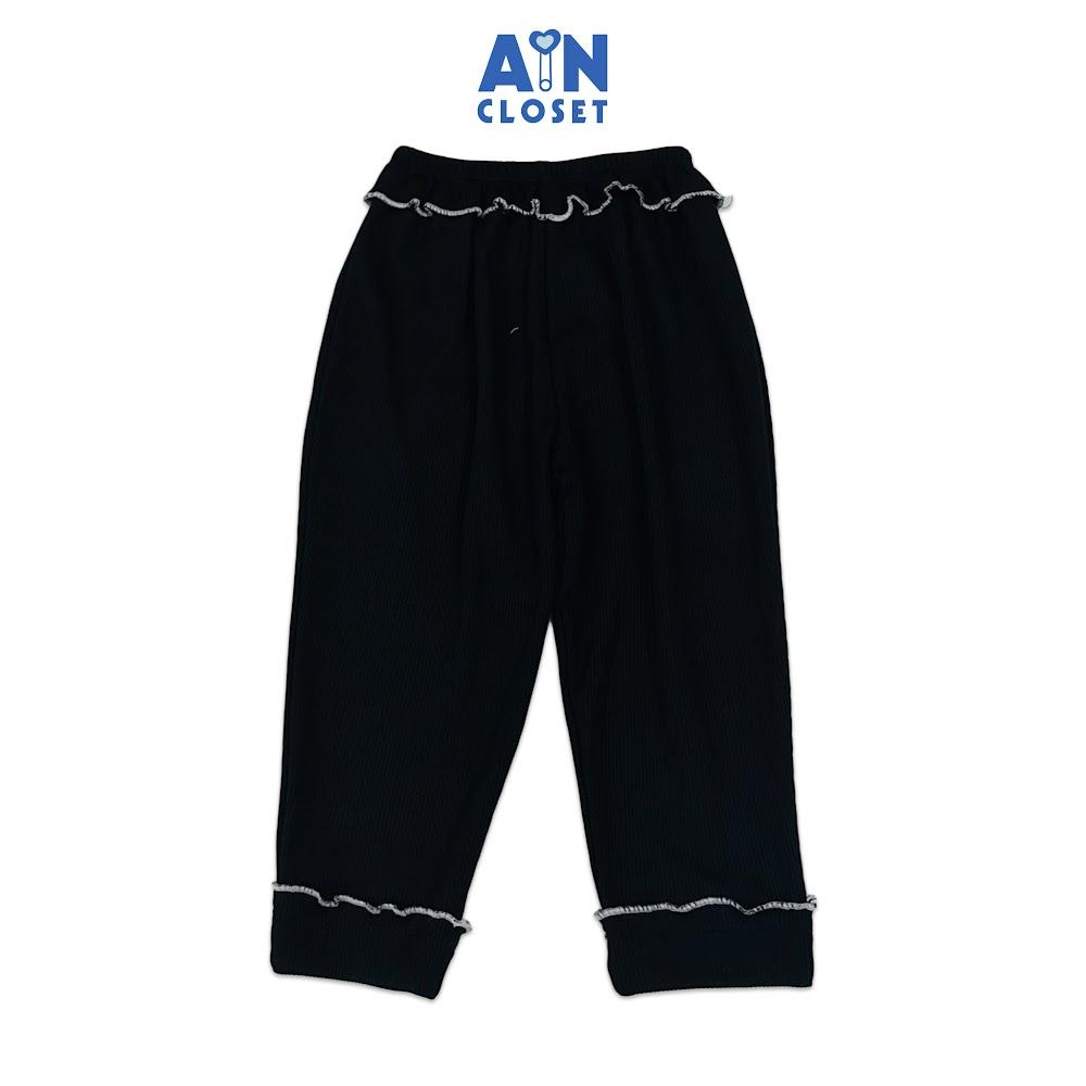 Quần Legging dài bé gái họa tiết Gân Đen Thun cotton - AICDBGIZASGJ - AIN Closet