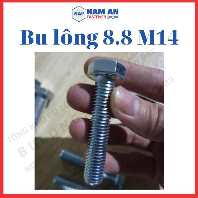 Bulong M14 cấp bền 8.8, bu lông lục giác M14, bu lông 8.8, độ dài: 40->150 mm. Màu: Đen, Vàng, Trắng