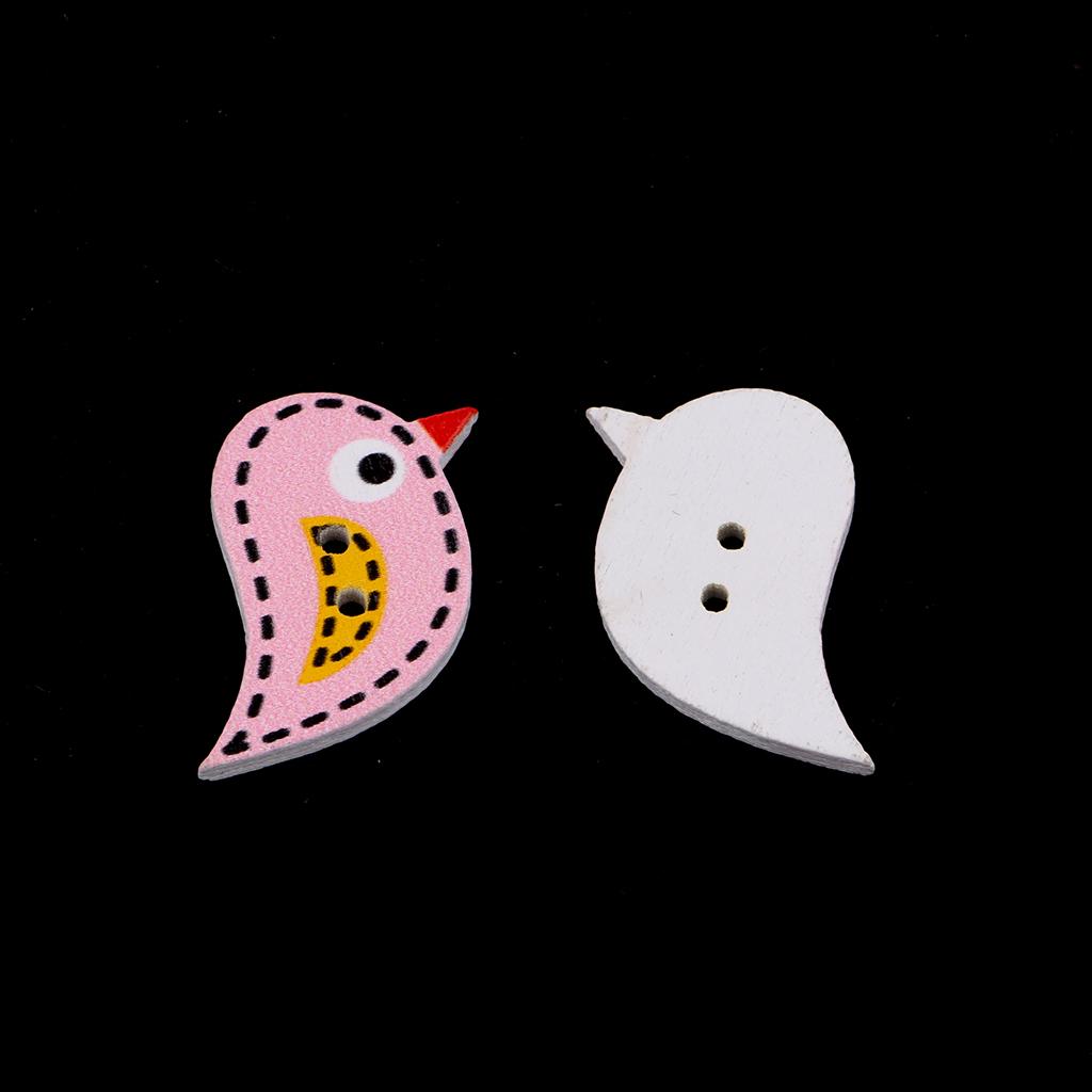 Gói 50 Chiếc Hoạt Hình Nút Gỗ May Tôn Dáng Thêu Sò Tự Làm