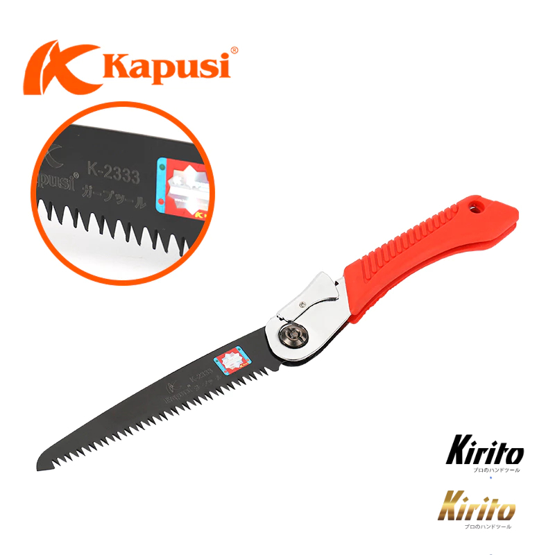 Cưa gỗ cầm tay đa năng gấp gọn Nhật Kapusi, thép SK5 siêu sắc, cưa cành cán xếp, gấp gọn an toàn