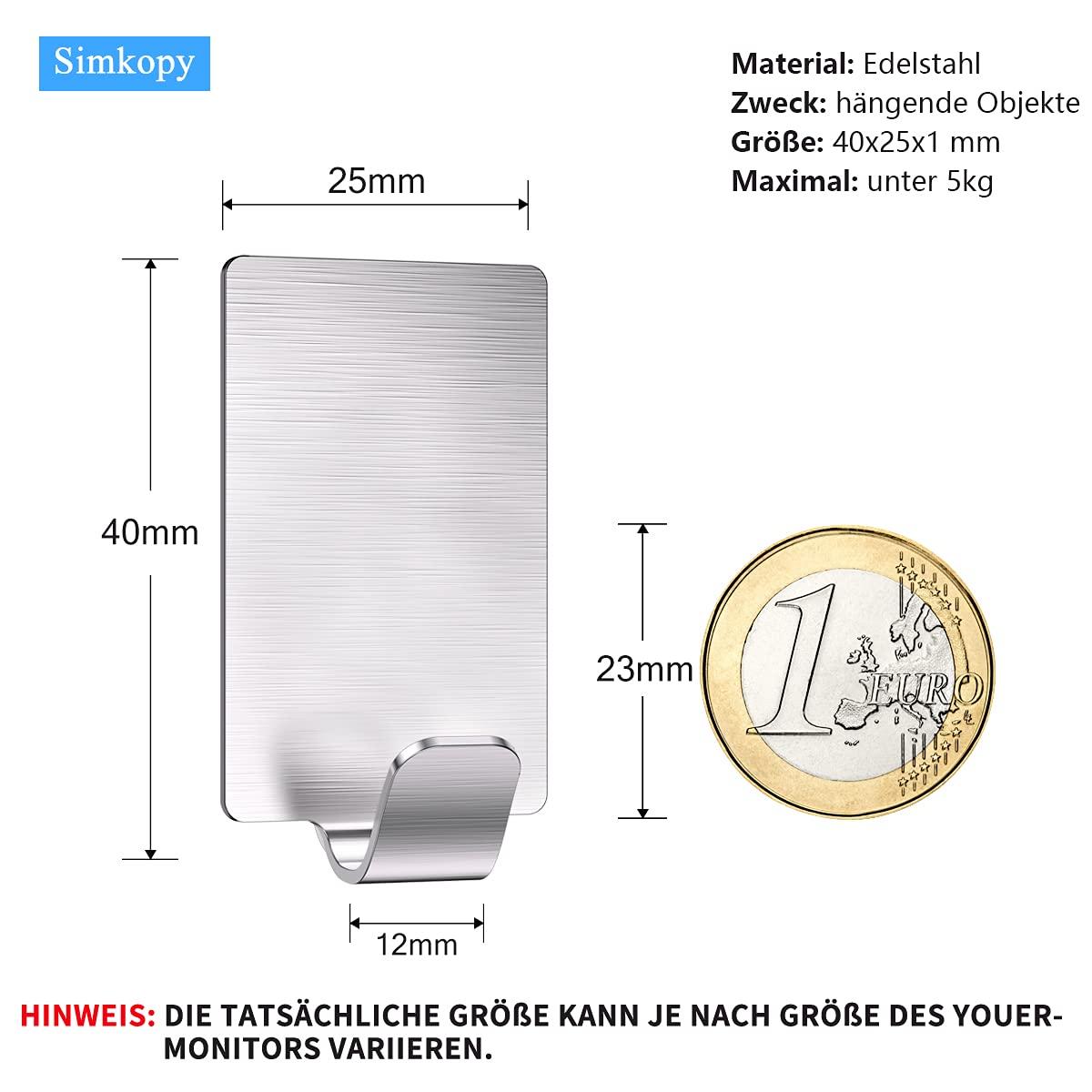 Hook tự làm, 10 miếng khăn treo tường móc dính Huyến dính tự làm bằng thép không gỉ, không khoan, rỉ sét, lý tưởng cho văn phòng nhà vệ sinh phòng tắm, bạc