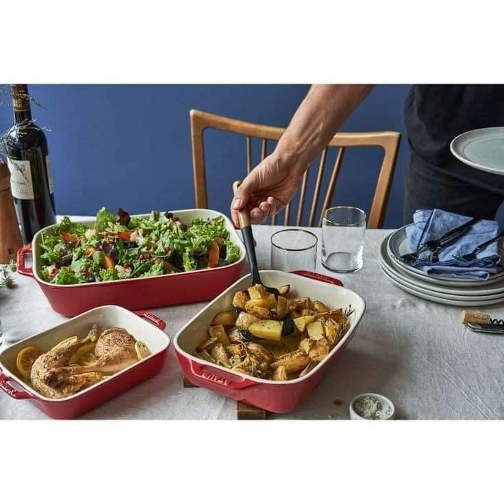 Set 3 Khay Gốm Chữ Nhật STAUB Bỏ Lò, Khay Làm Bánh, Đựng Đồ Ăn, Nhập Đức