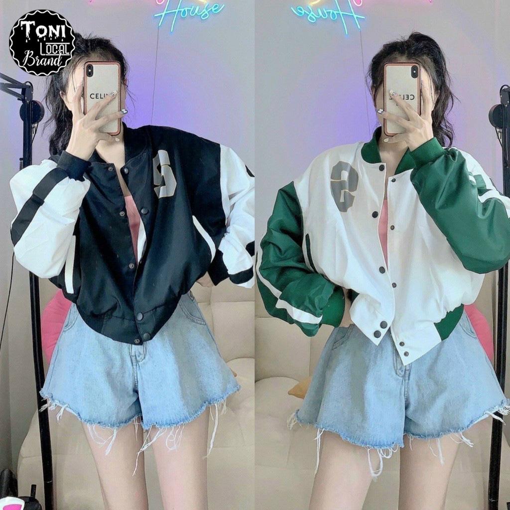 Áo Khoác Dù Bomber lửng tay phối 2 lớp Unisex chữ S (M120 - Ảnh thật)