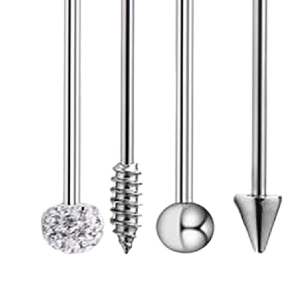 8 Pack Industrial Piercing Ball Barbell Ear Bar Earring 14G & 16G