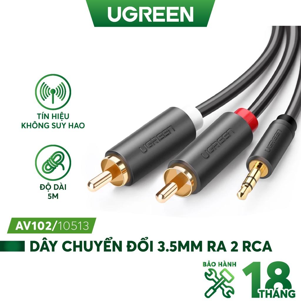 Dây chuyển đổi 3.5mm ra 2RCA (HOA SEN) dài từ 1-10m UGREEN AV102 hàng chính hãng