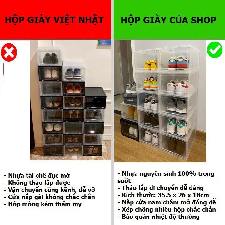 COMBO 5 Hộp đựng giày nhựa cứng cửa mở nam châm tặng gói hút ẩm