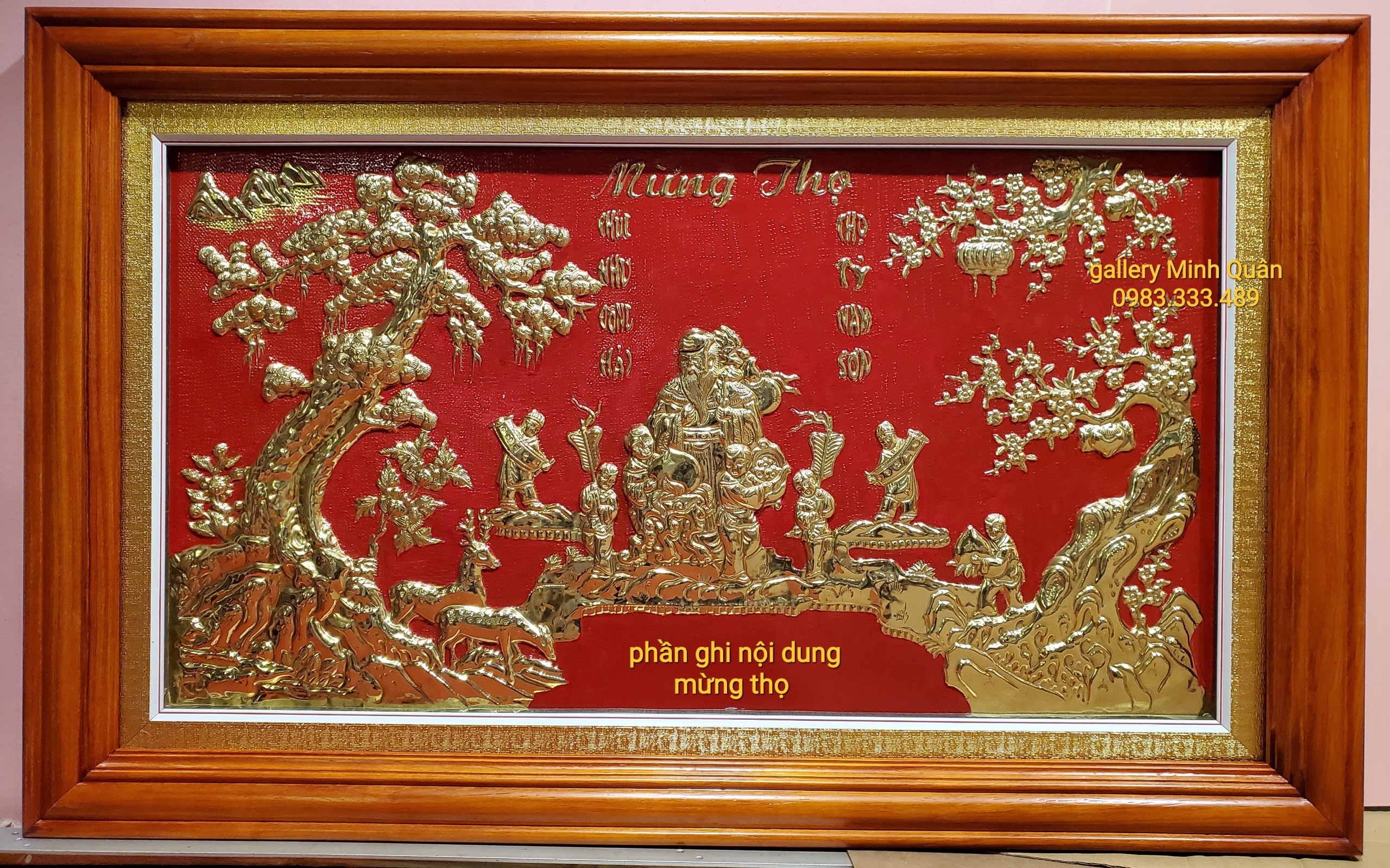 TRANH ĐỒNG VÀNG LIỀN TẤM THÚC GÒ NỔI- MỪNG THỌ ÔNG-BÀ