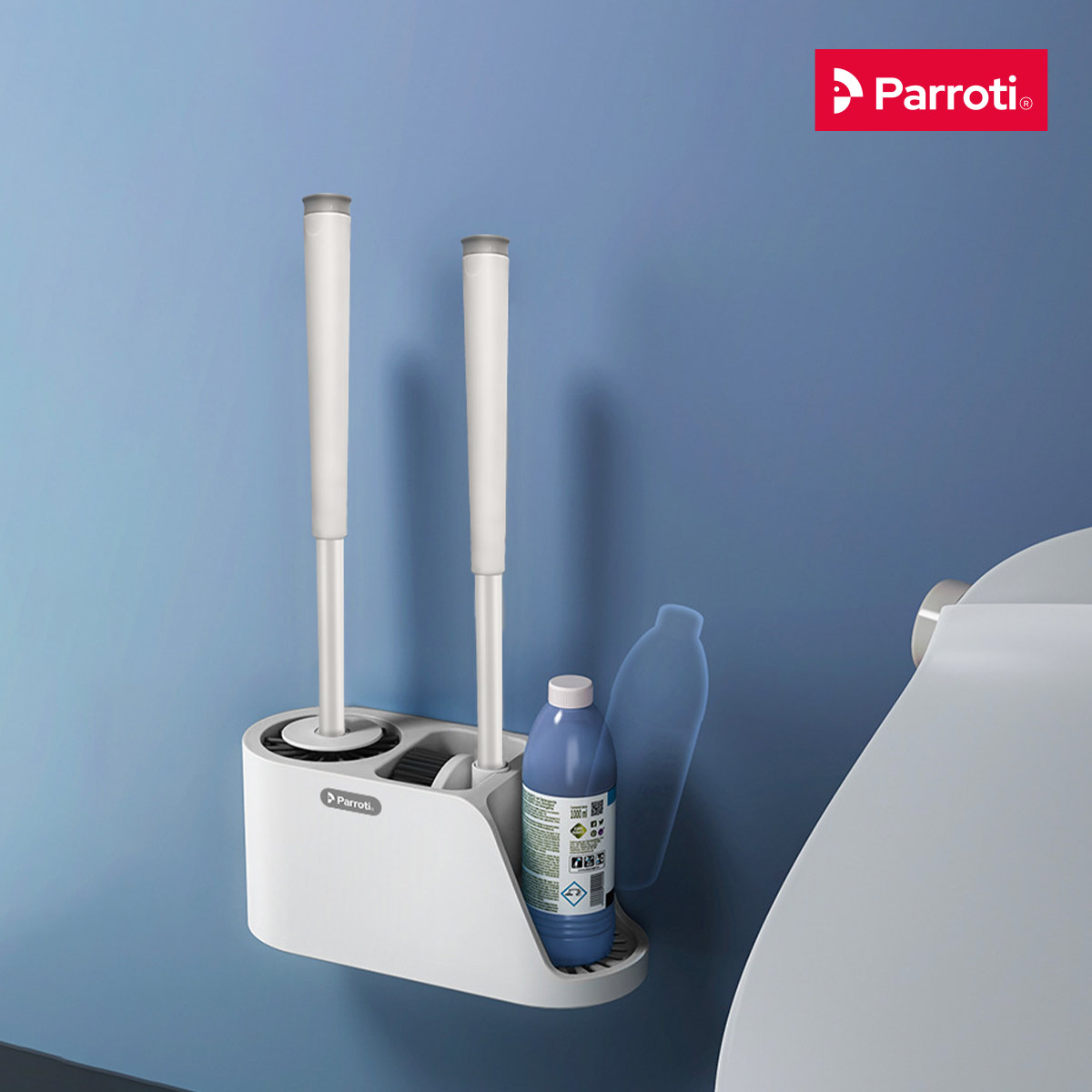 Cọ bồn cầu silicon, cọ toilet nhà vệ sinh 2 trong 1, có thể treo tường và cây gắp tóc Parroti Silicon SL02