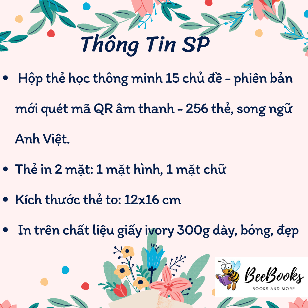 Thẻ Học Thông Minh Cho Bé Song Ngữ Việt Anh 15 chủ đề- Bộ thẻ theo phương pháp giáo dục sớm của Glenn doman có File nghe