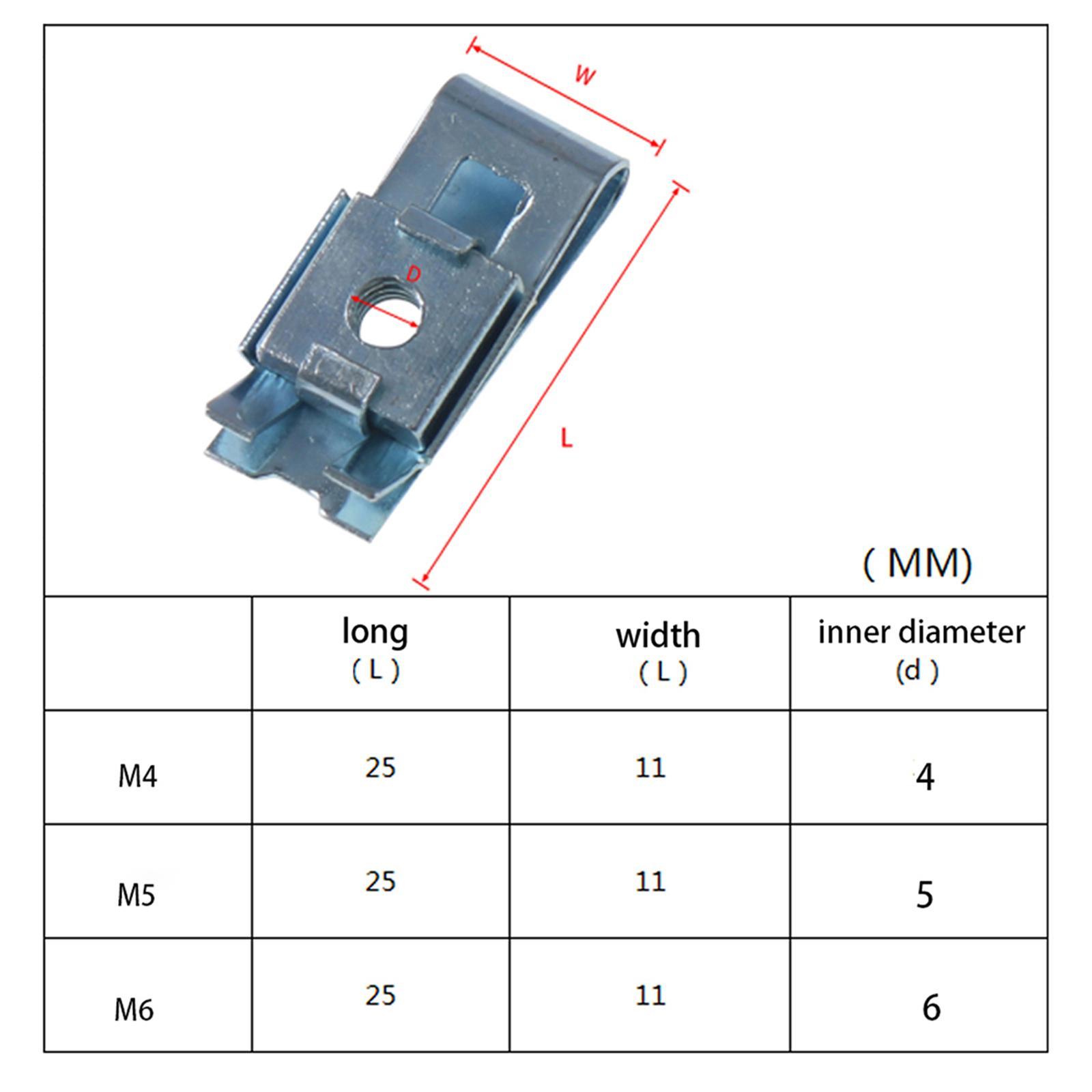 M6 Thread Clip Nut Set Interior Accessories Fixing Nut Fastener for Car Panel Motorcycle Spare Parts