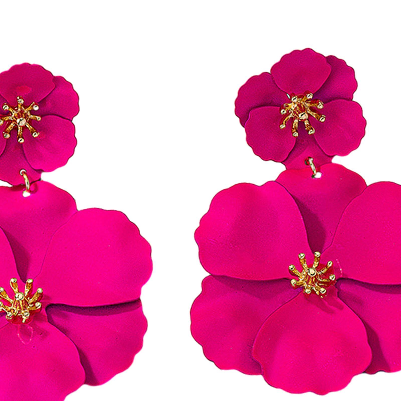 Flower Dangle Earrings Drop Earrings Matte Bohemian Chic Metal Stud Earrings Floral Petal Earrings for Engagement Women Girls