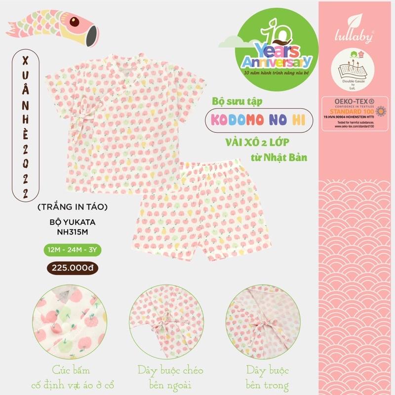 BỘ YUKATA XÔ NHẬT TRẮNG IN TÁO NH315M LULLABY