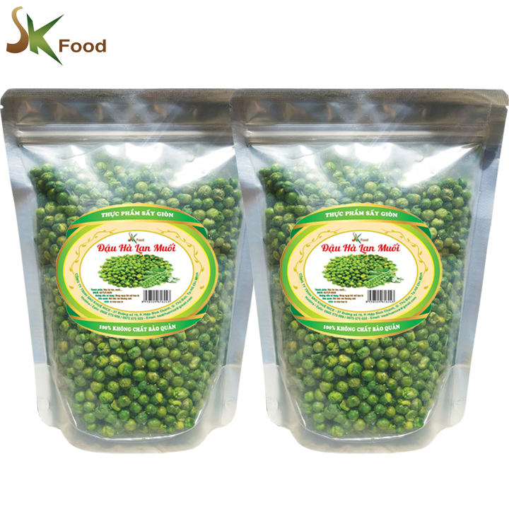 ĐẬU HÀ LAN MUỐI SẤY GIÒN THƯƠNG HIỆU SK FOOD - TỔNG 2 BỊCH 1KG