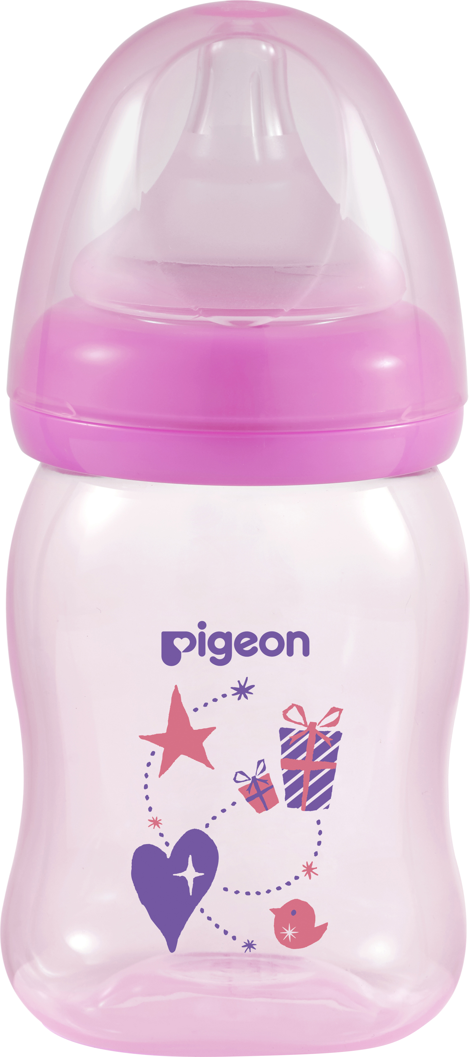 Bình sữa cổ rộng PP Plus họa tiết xanh/hồng Pigeon 160ml (SS)