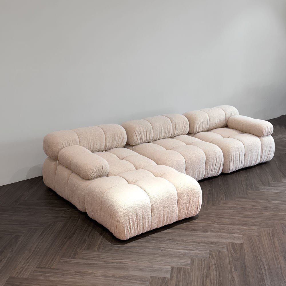 Sofa băng phòng khách hình khối Tundo bọc vải lông cừu cao cấp