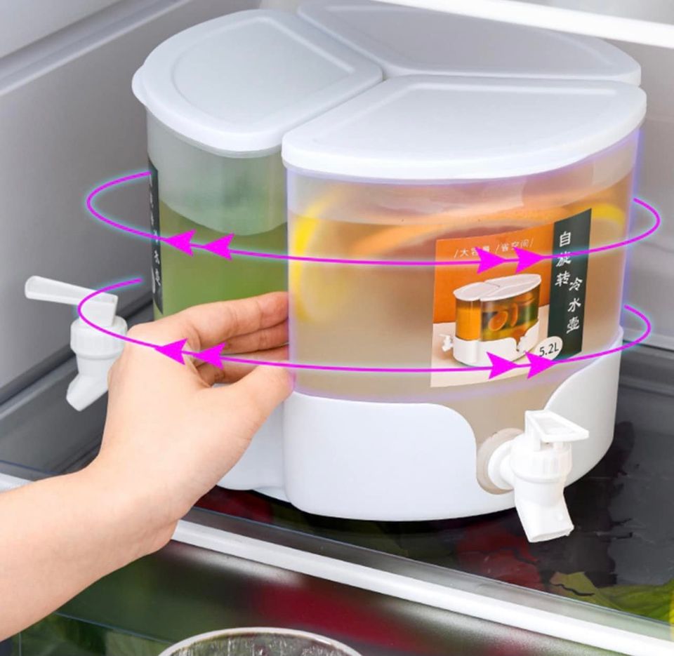 Bình đựng nước 3 ngăn bằng nhựa có vòi kèm đế xoay 360 độ tiện dụng - Bình đựng nước cao cấp 5,2 l tháo lắp đa năng - HN