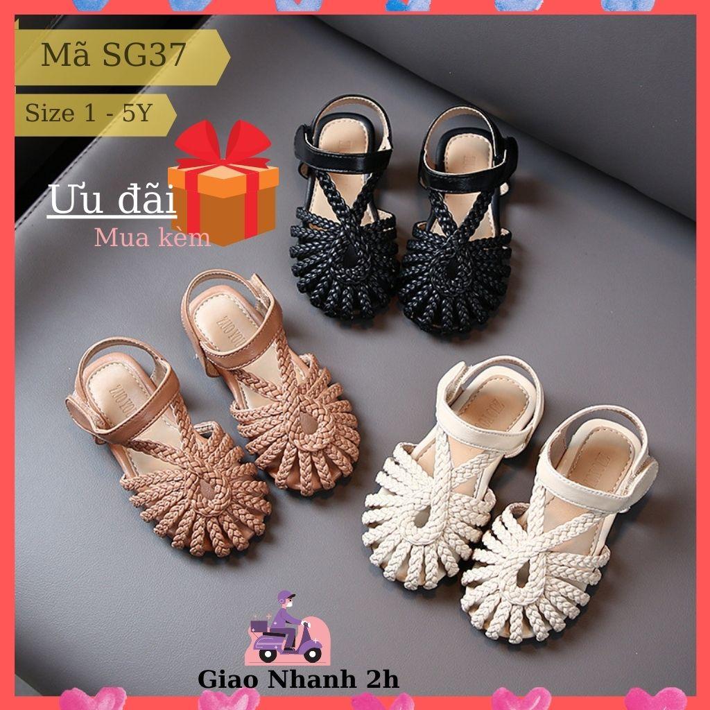 Dép trẻ em SG37 Sandal bé gái tết sam đẹp điệu quai hậu bít mũi duyên dáng phong cách Hàn Quốc cho bé 1 - 5 tuổi