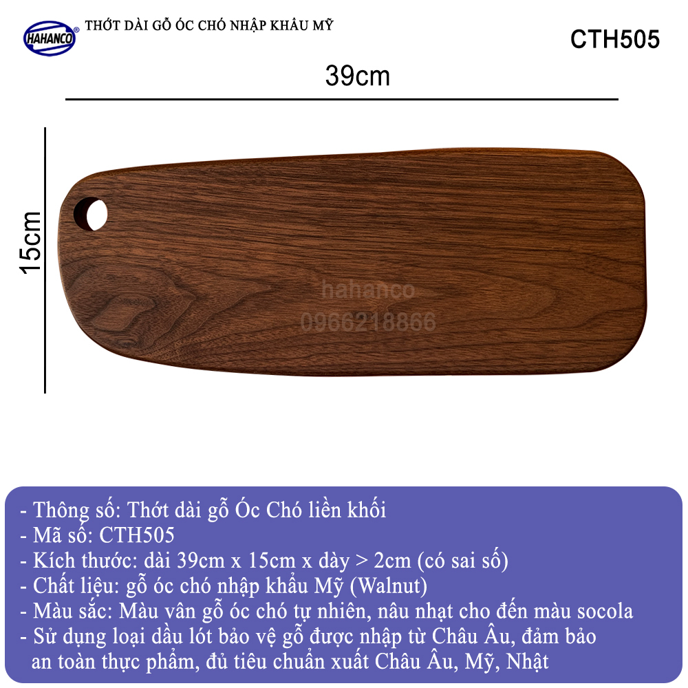 Thớt gỗ óc chó nhập khẩu Mỹ liền khối trang trí bàn ăn/ khay bánh mì/trái cây tráng miệng/bít tết/ Kê Thức Ăn Khi Thái/Pizza/Decor/chụp ảnh sản phẩm/Beef Steak- CTH505