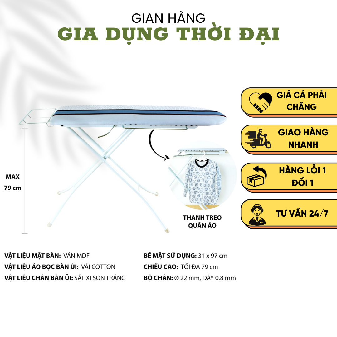 Bàn để ủi cầu là quần áo kiểu đứng Jolly 30x97cm Thái Nhỏ Nguyễn Trường Thắng - Ironing board 30x97cm with locker