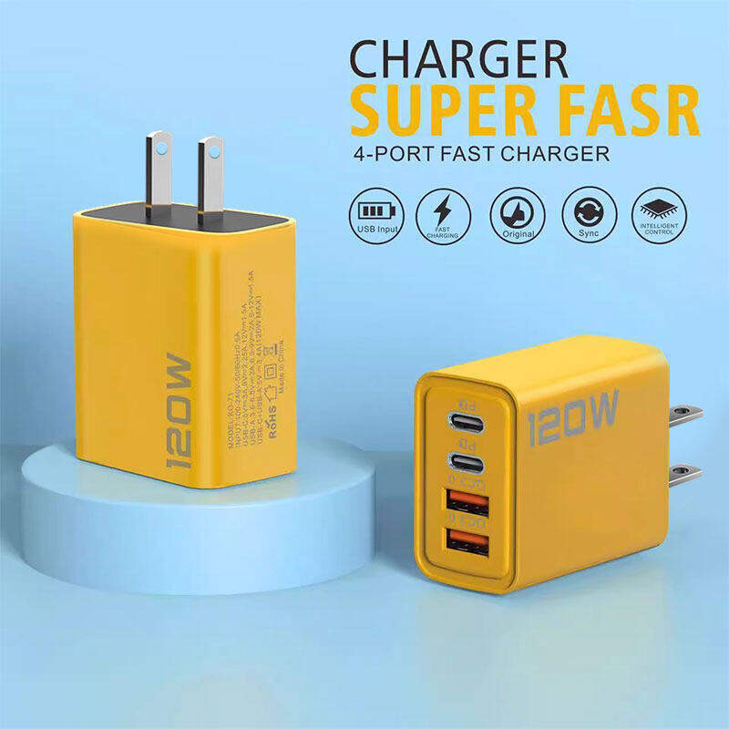 Bộ sạc nhanh 4 cổng, 120W: 2 cổng Type C + 2 cổng USB - Và cáp sạc nhanh 4 in 1 - Hàng chính hãng
