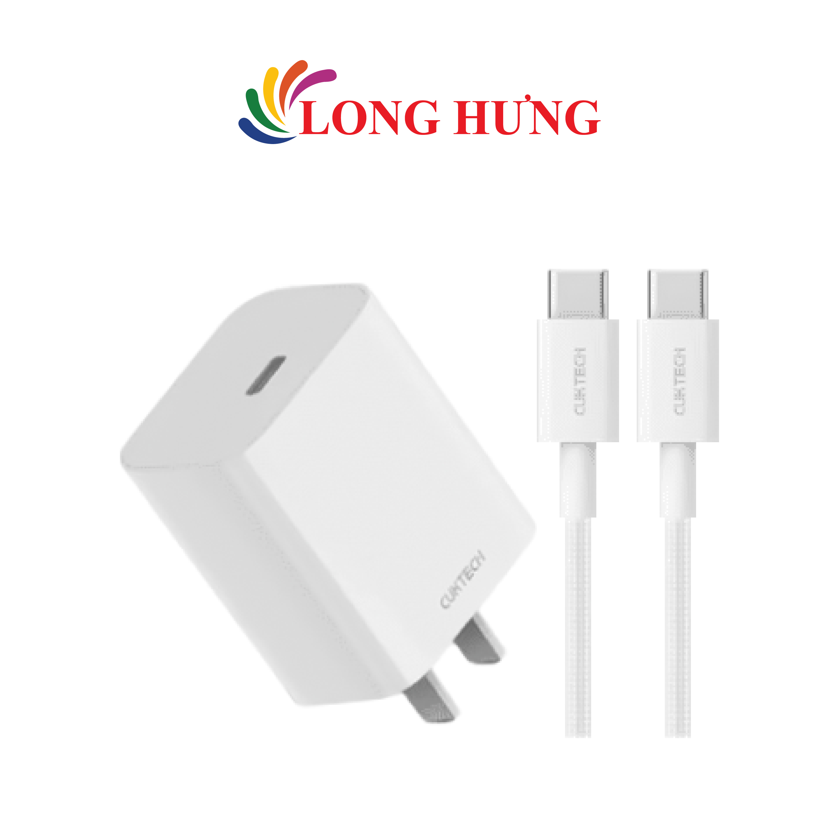 Combo cốc sạc Cuktech GaN 1C 30W + Cáp USB Type-C to Type-C A18C - Hàng chính hãng