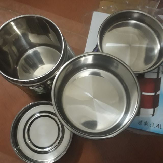 Cặp lồng inox 1,4l hàn quốc 3 ngăn chứa đồ