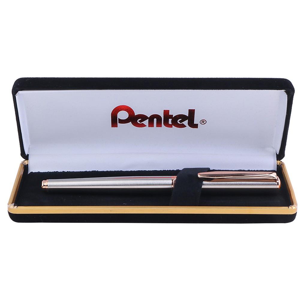 Bút Ký Cao Cấp Pentel K600-PG Ngòi 0.7mm Mực Xanh | Mạ Vàng 14 Kara | Vò Bằng Thép Không Gỉ