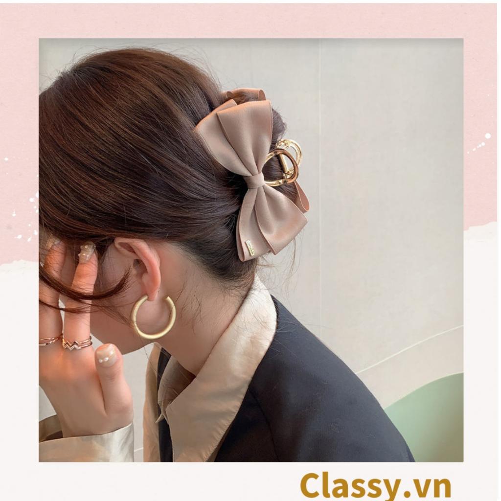 Kẹp tóc Classy dạng kẹp càng cua đính nơ kiểu dáng sang trọng PK1642