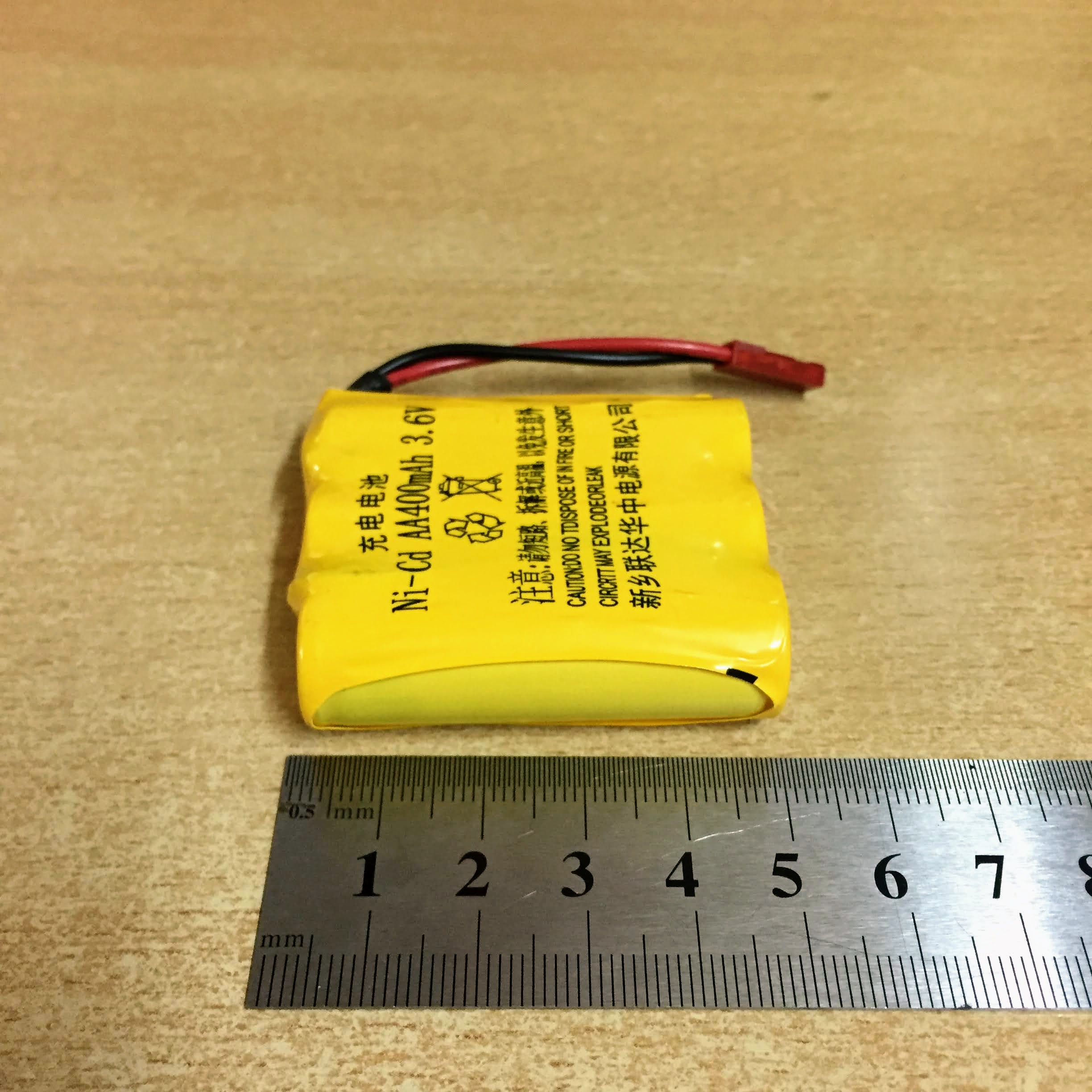 Pin sạc 3.6V dung lượng 400mah chân cắm jack JST màu đỏ dài