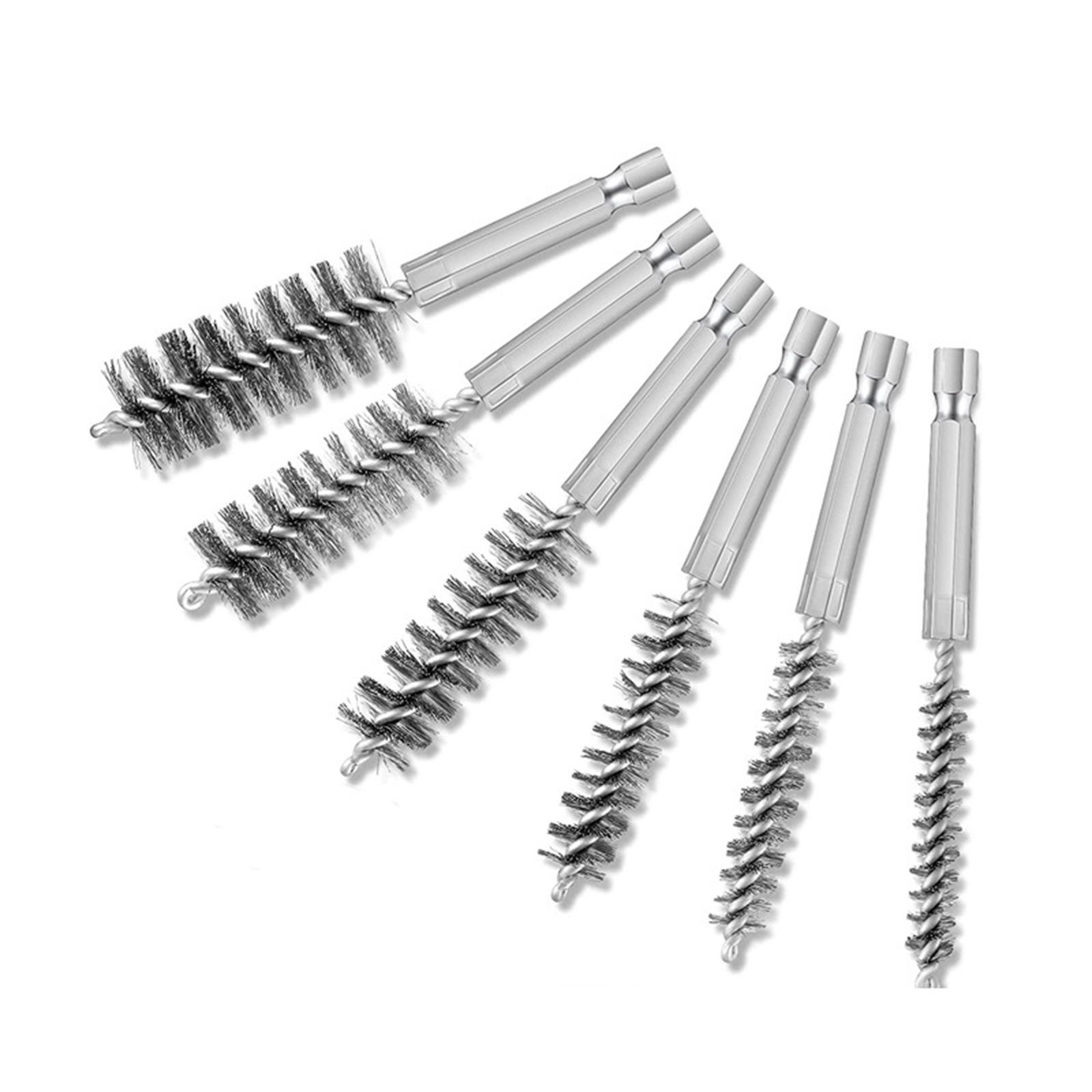 Bore Cleaning Brush 8-19mm Hex Shank Brush Twisted Wire Drill Brush for Electric Impact Drill 6PCS Cleaning Brush
