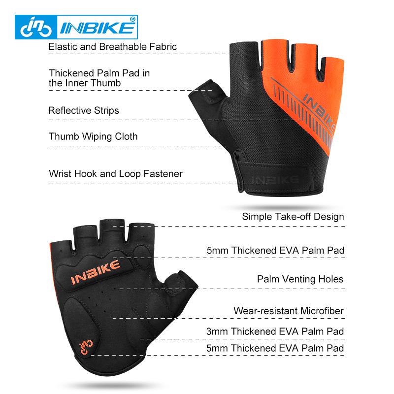 INBIKE Đi Xe Đạp Găng Tay Xe Đạp Ngón Chống Sốc Thoáng Khí Xe Đạp MTB Găng Tay Thể Thao Nam Nữ Thiết Bị Đạp Xe BH008 Color: Black Size: XXL