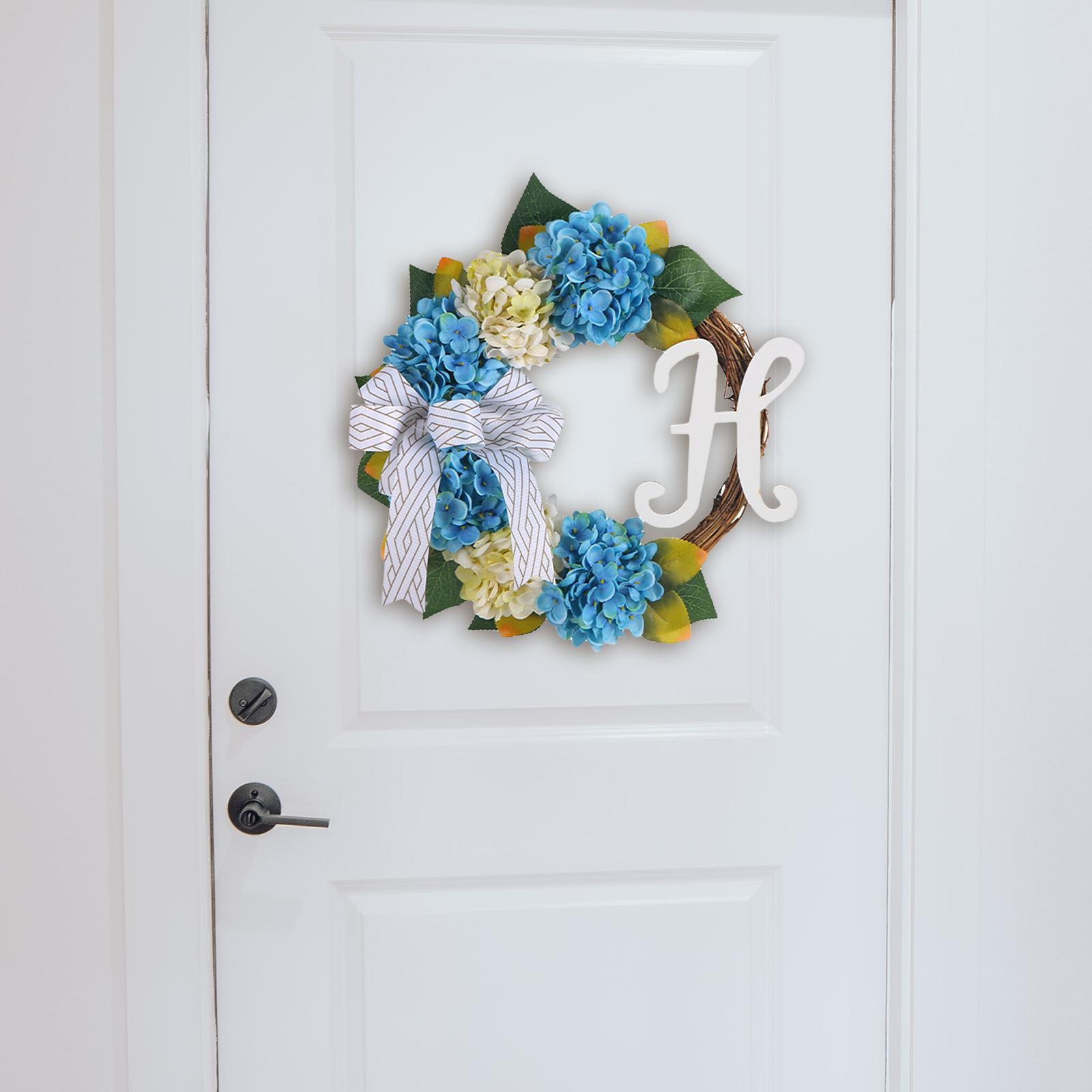 Hydrangea Wreaths Front Door Greenery Flower Garland Indoor Outdoor with Bow Artificial Flowers Wreath Cottage Wreath for Celebration Easter