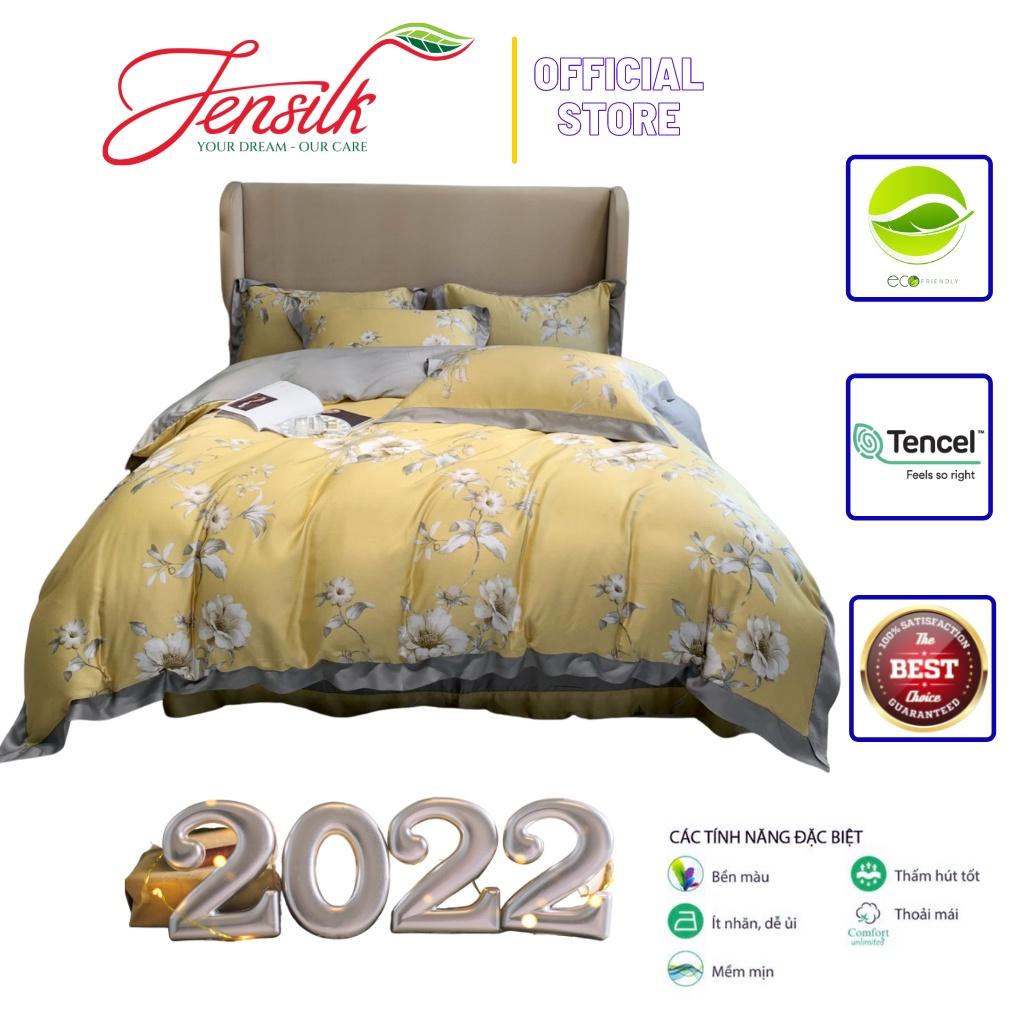 Bộ chăn ga gối Mẫu thiết kế mới Tencel 100S họa tiết Hoa lá cách điệu ,mềm mịn,sang trọng- LUX33
