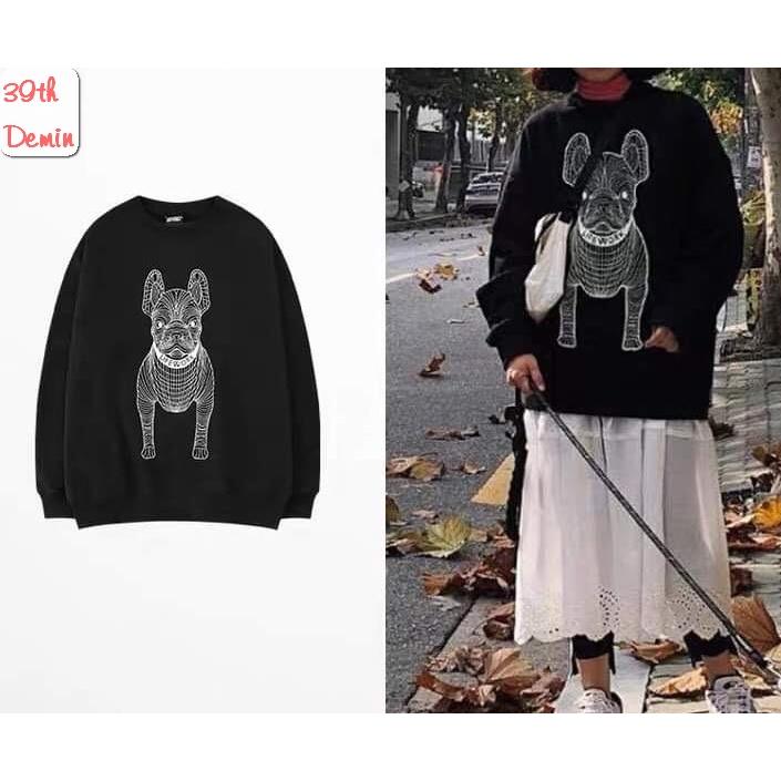 Áo nỉ BULLDOG cổ tròn phong cách Hip Hop graffiti sweater unisex Form rộng Free Size