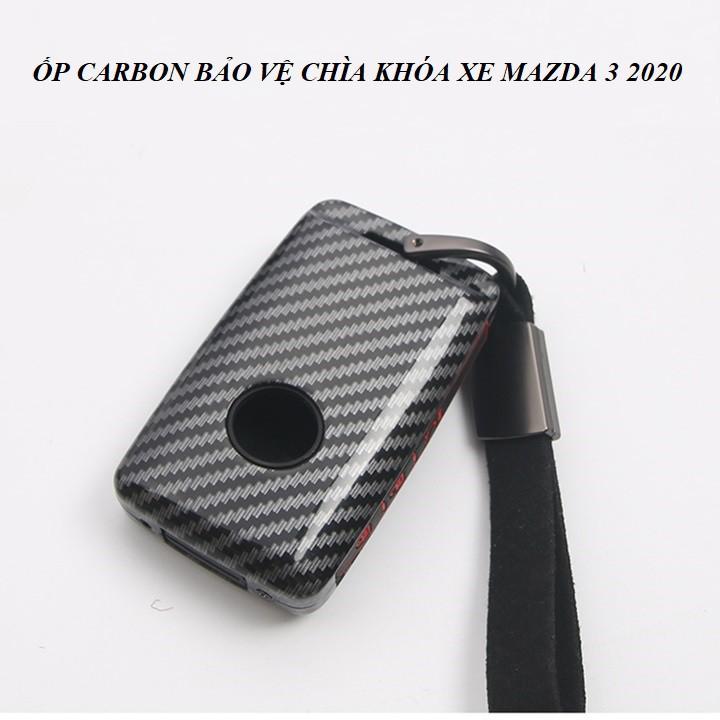 Bao da chìa khóa, ốp carbon chìa khóa, móc khóa ô tô dùng riêng cho xe Mazda 3 2020