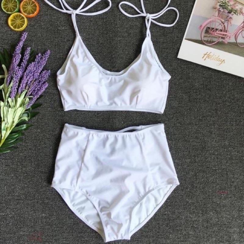 Bikini 2 mảnh cột nơ quần lưng cao che bụng