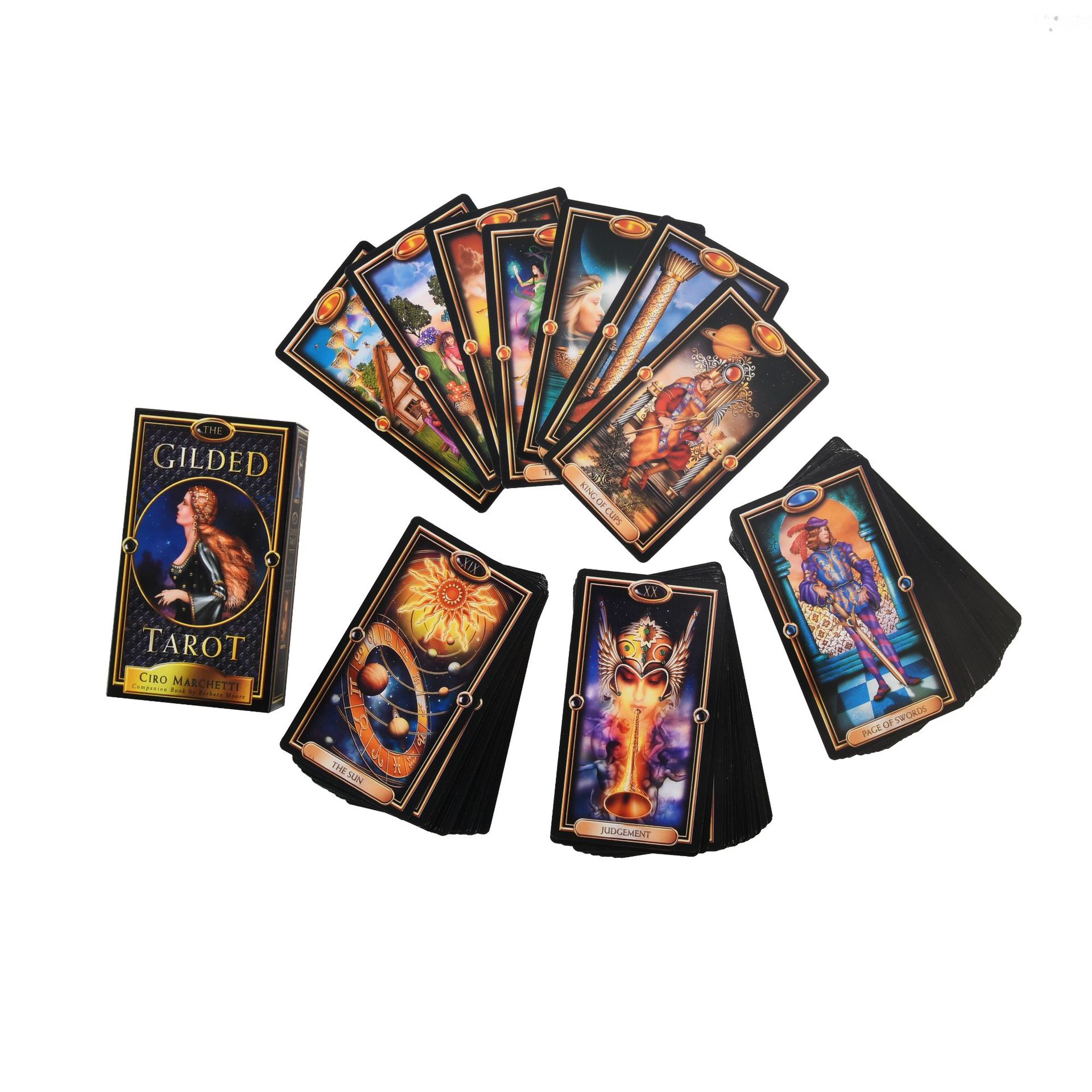 Combo Bộ Bài Bói The Gilded Tarot New Cao Cấp và Túi Nhung Đựng Tarot và Khăn Trải Bàn Tarot