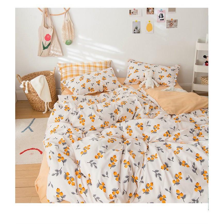 Bộ chăn ga Cotton họa tiết quả bàng lạ mắt - Hàng nhập khẩu