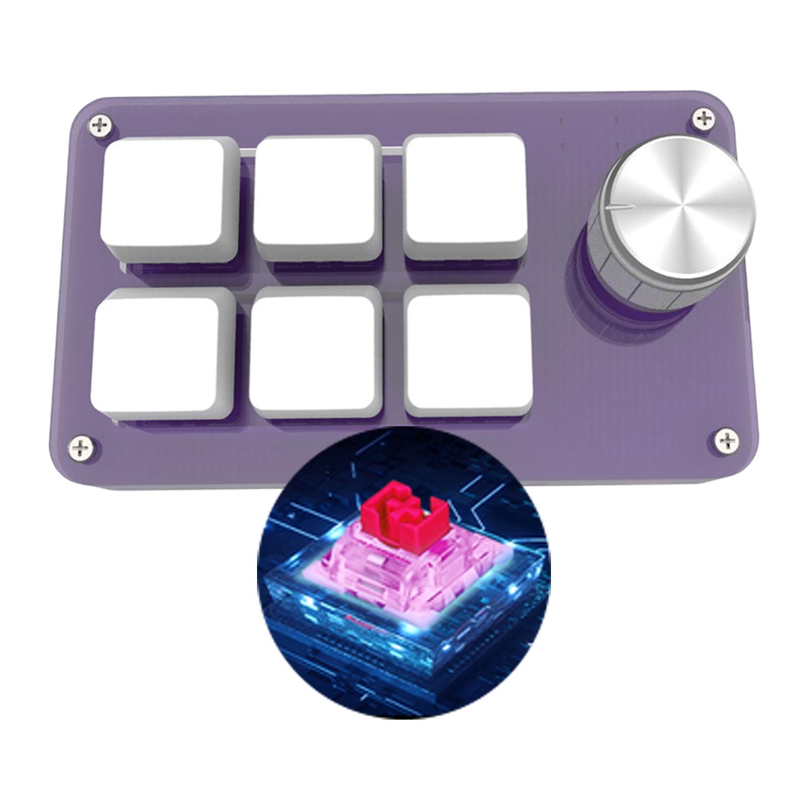 One-Handed Mechanical Keyboard with 6 Fully Programmable Keys Mini Gaming Keyboard USB Custimize Keypad One for Game Media Player
