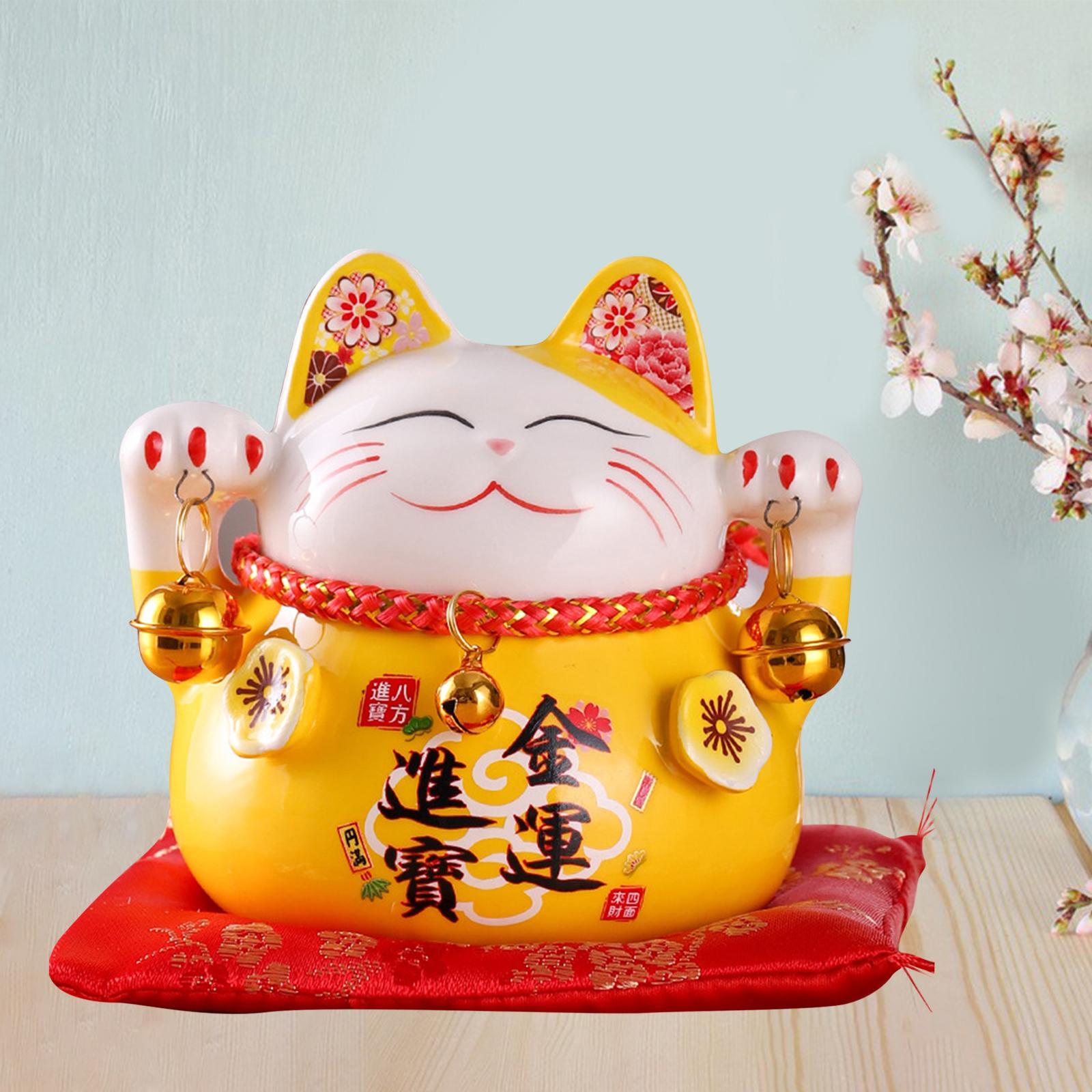 Fortune Cat Piggy Bank Japanese Decor Fengshui Creative Wealth for Home