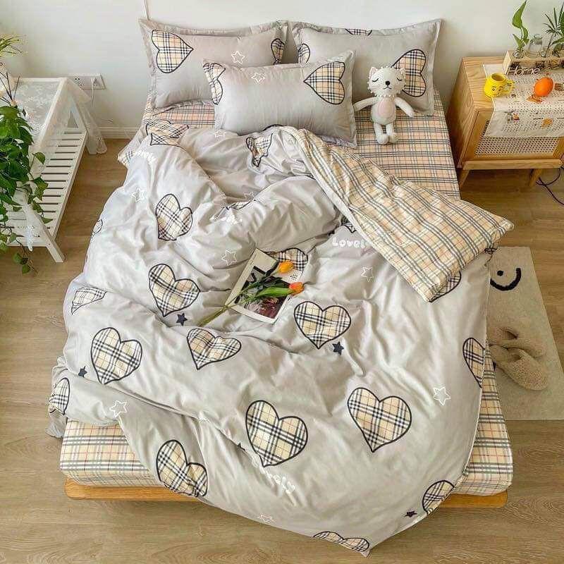 Bộ chăn ga cotton poly 4 món nhập khẩu nhiều màu