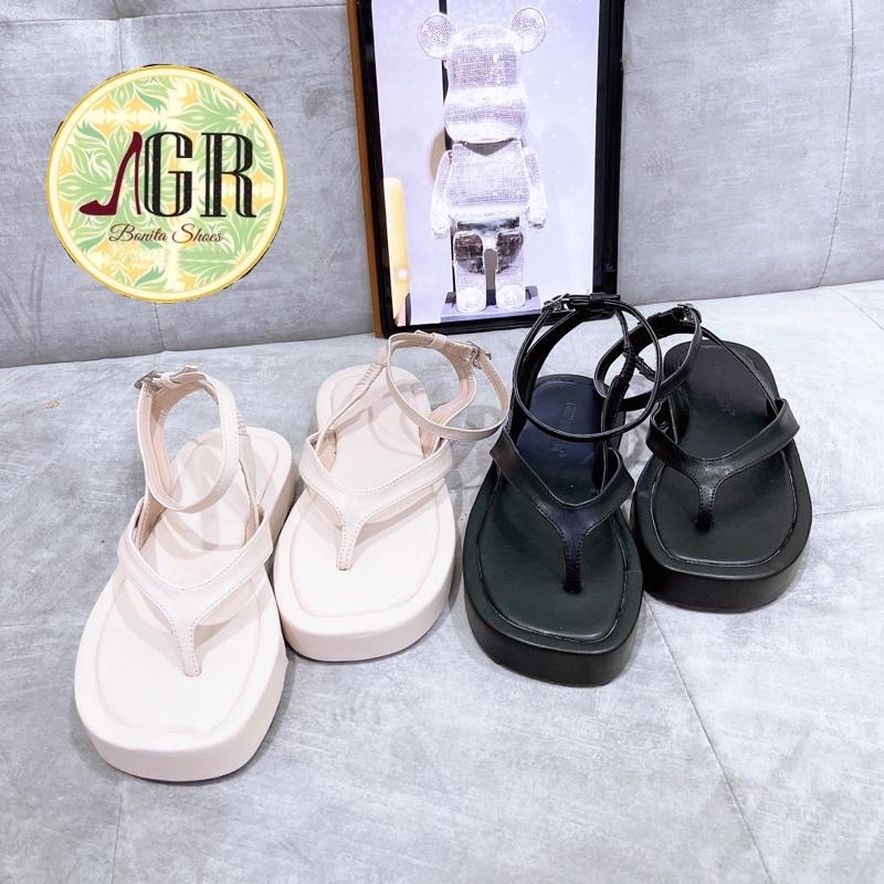 Sandal xuồng kẹp dây da khoá gài cao 3 cm