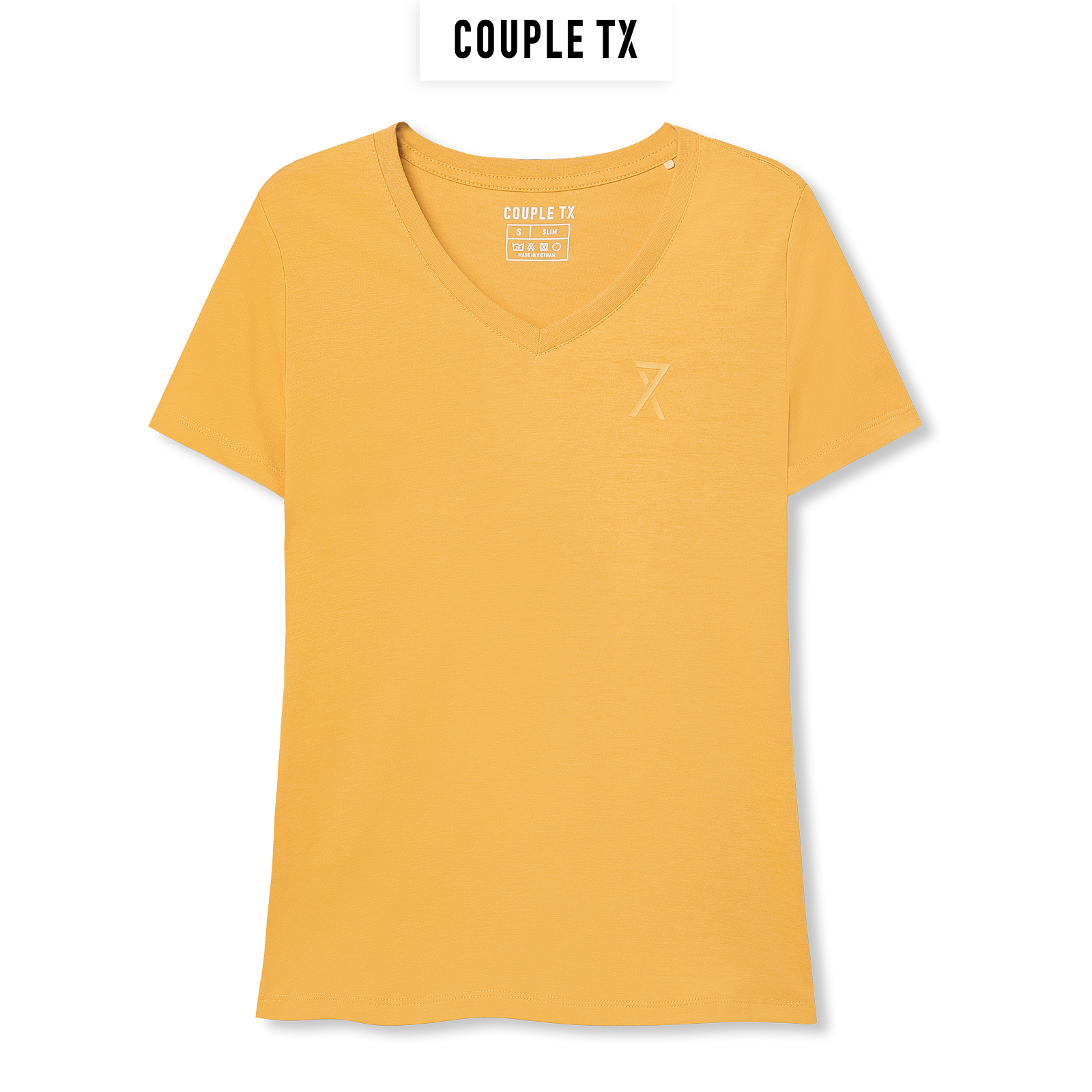 Áo Thun Nữ Cổ Tim Couple TX Basic Vải Đốm In Logo X