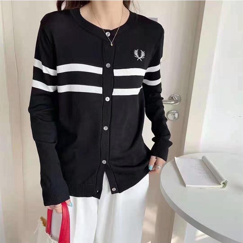 MS529 Áo len cardigan sọc ngang logo