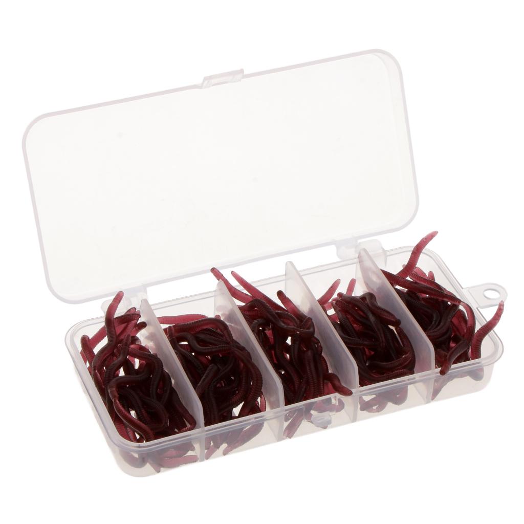 150pcs Artificial Worm Earthworm Maggot Soft Plastic Fishing Lure Bait Red