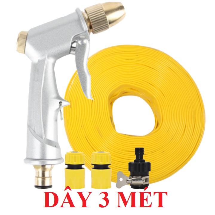 Bộ dây vòi xịt nước rửa xe,tưới cây ,tăng áp 3 lần,loại 3m,5m 206701 đầu đồng,cút,nối nhựa đen+ mở chai